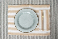 INDIVIDUAL RAYAS FINAS MOSTAZA Y BLANCO 35X50 - comprar online