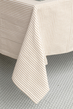 MANTEL RAYAS FINAS MOSTAZA Y BLANCO - comprar online