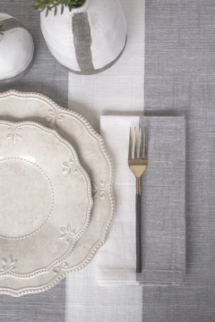 MANTEL RAYAS GRUESAS GRIS CLARO Y BLANCO - comprar online