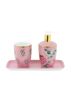 SET 3 ACCESORIOS DE BANO GOOD MORNING ROSA