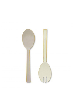 SET TENEDOR Y CUCHARA SERVIR ESMALTADO SPRING TO LIFE BLANCO