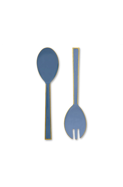 SET TENEDOR Y CUCHARA SERVIR ESMALTADO SPRING TO LIFE AZUL