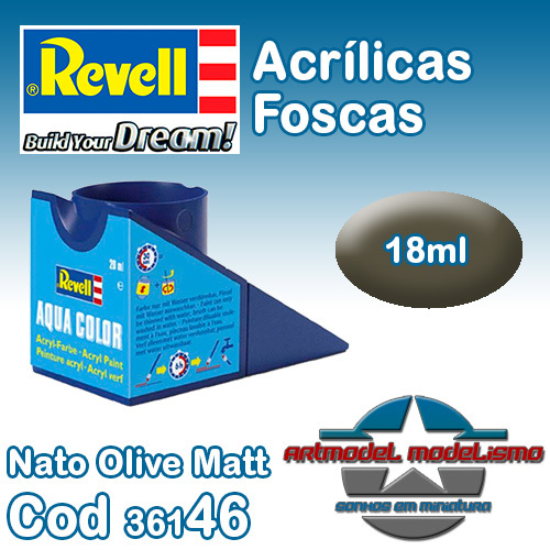 Tinta Acrílica Revell 36146 Nato Olive Matt