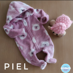 Enterito/Romper de piel con capucha (Le Tullerie)