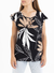 Blusa Lino Estampado con Botón 9186 - NewLiza