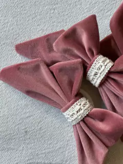 Moño Velvet chico Rosa viejo