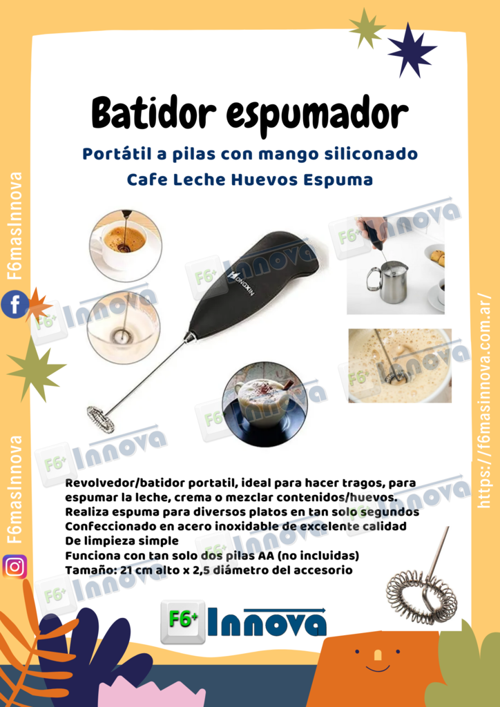 Batidora Cafe Espuma Leche Revolvedor Portatil Pila Batidor