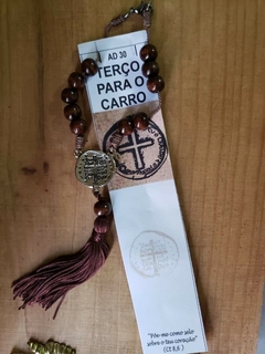 Adorno São Cristóvão Medalha das Duas Cruzes de madeira