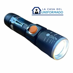 Linterna Led Aluminio Tactica Recargable Usb Con Zoom Chica