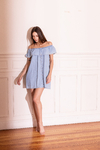VESTIDO VOLADOS CELESTE CON TACHAS - ART 059-24 - comprar online