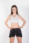 SHORT CARGO NEGRO CON COSTURA BLANCA - ART 057-37