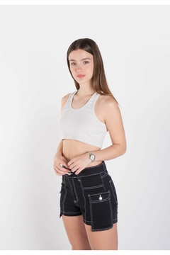 SHORT CARGO NEGRO CON COSTURA BLANCA - ART 057-37 - comprar online