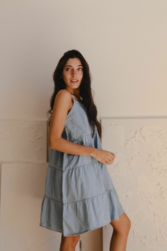 VESTIDO VOLADOS CELESTE - ART 059-15 - comprar online