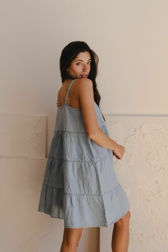 VESTIDO VOLADOS CELESTE - ART 059-15 - tienda online