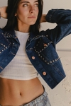CAMPERA CROPPED AZUL OSCURO CON TACHAS - ART 055-18