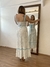 Vestido Midi em Tricoline Decote Coração Listrado - comprar online