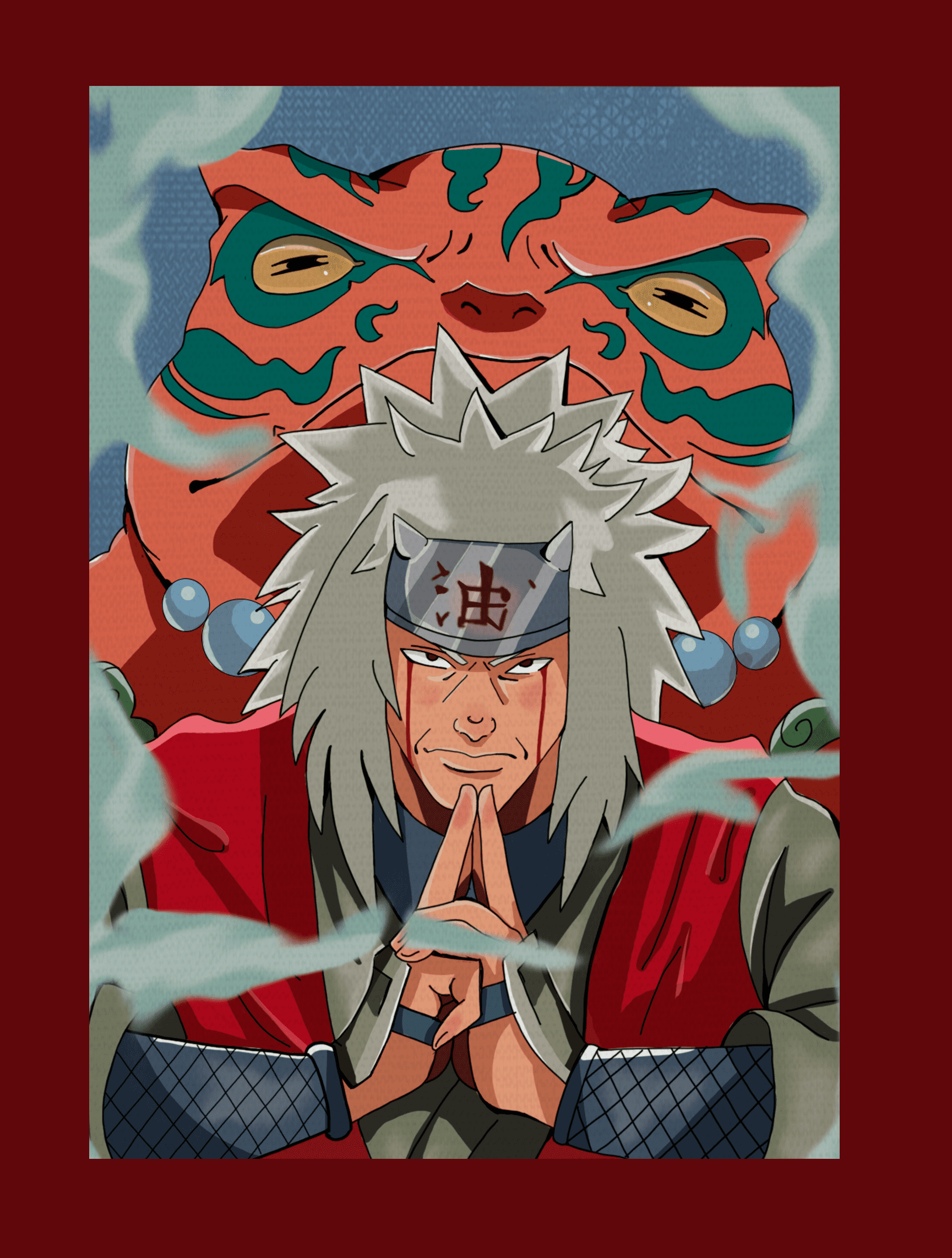 Quadro decorativo Poster Jiraya Naruto Anime Desenho Arte para