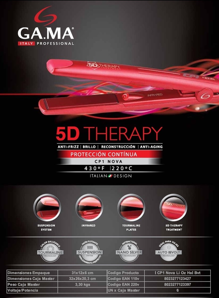 Planchita de Pelo Gama Cp1 Nova 5d Therapy - LOFT HOGAR
