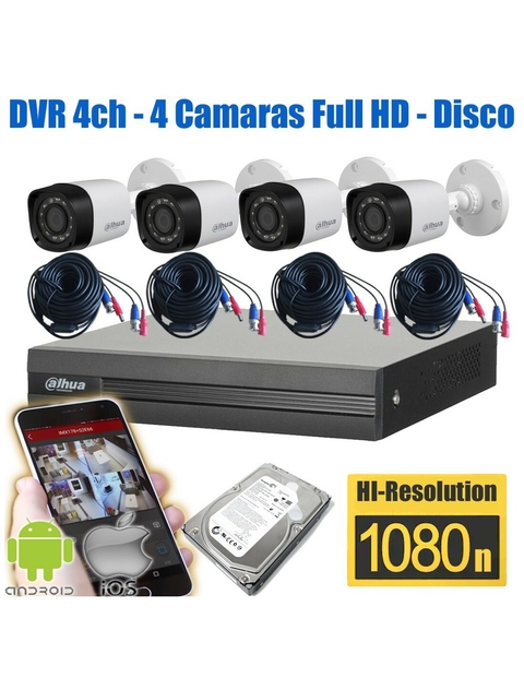 kit de 4 camaras dahua 1080p