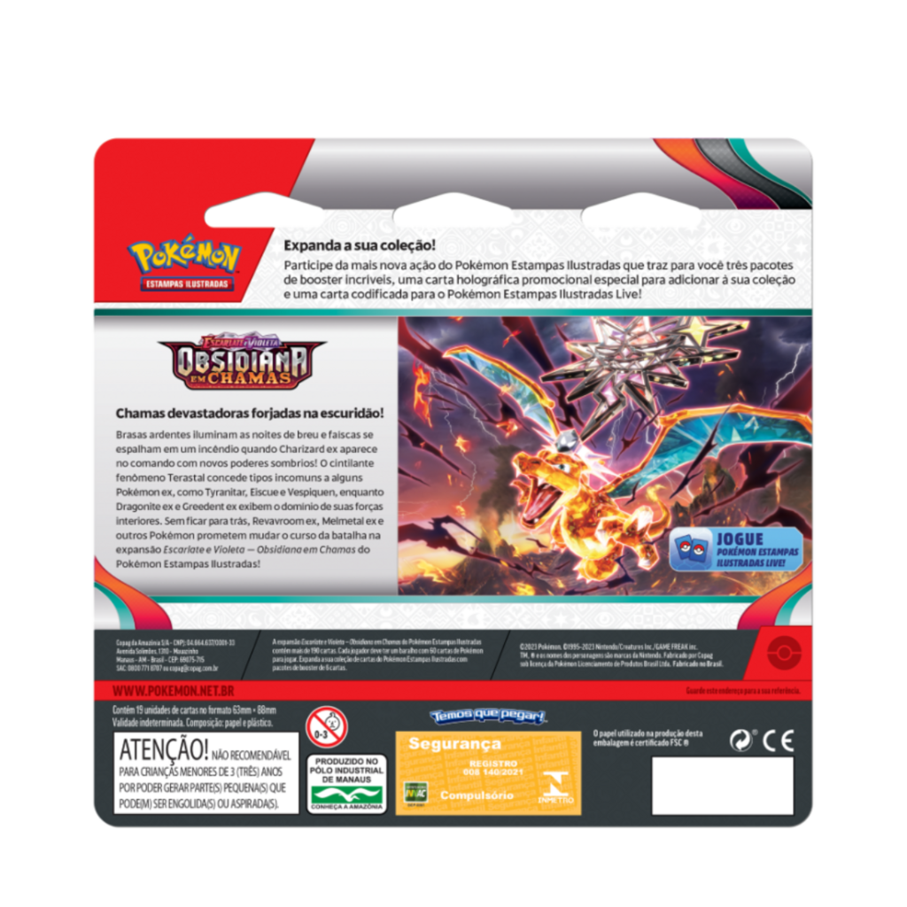 JOGO DE CARTA POKEMON EV3 - BLISTER TRIPLO - WOOPER OBSIDIANA EM