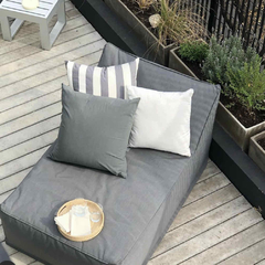 Almohadones de Tussor Raya Plena Gris y Crudo