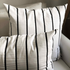 Almohadones de Tussor Rayado Tejido Off White y Plomo
