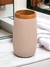 Vaso Beige Con Borde De Bamboo