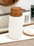 Dispenser Blanco Con Tapa De Bamboo