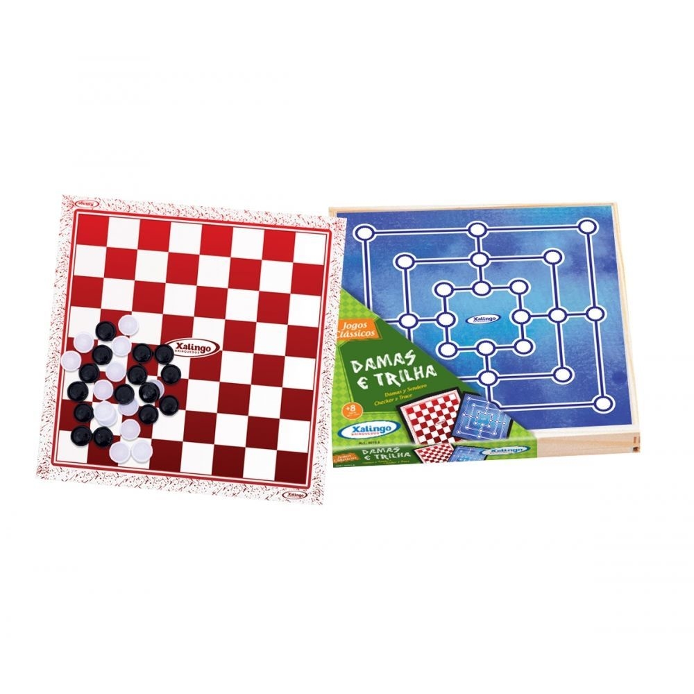 Jogo de Dama/Trilha Escolar AX Esportes 32x32cm Tabuleiro em