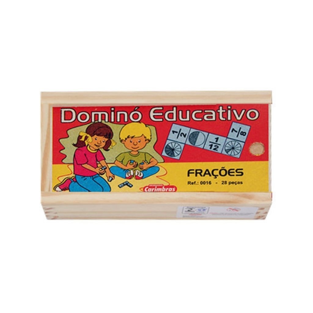 Jogo Educativo em Madeira – Dominó Frações 28 Peças