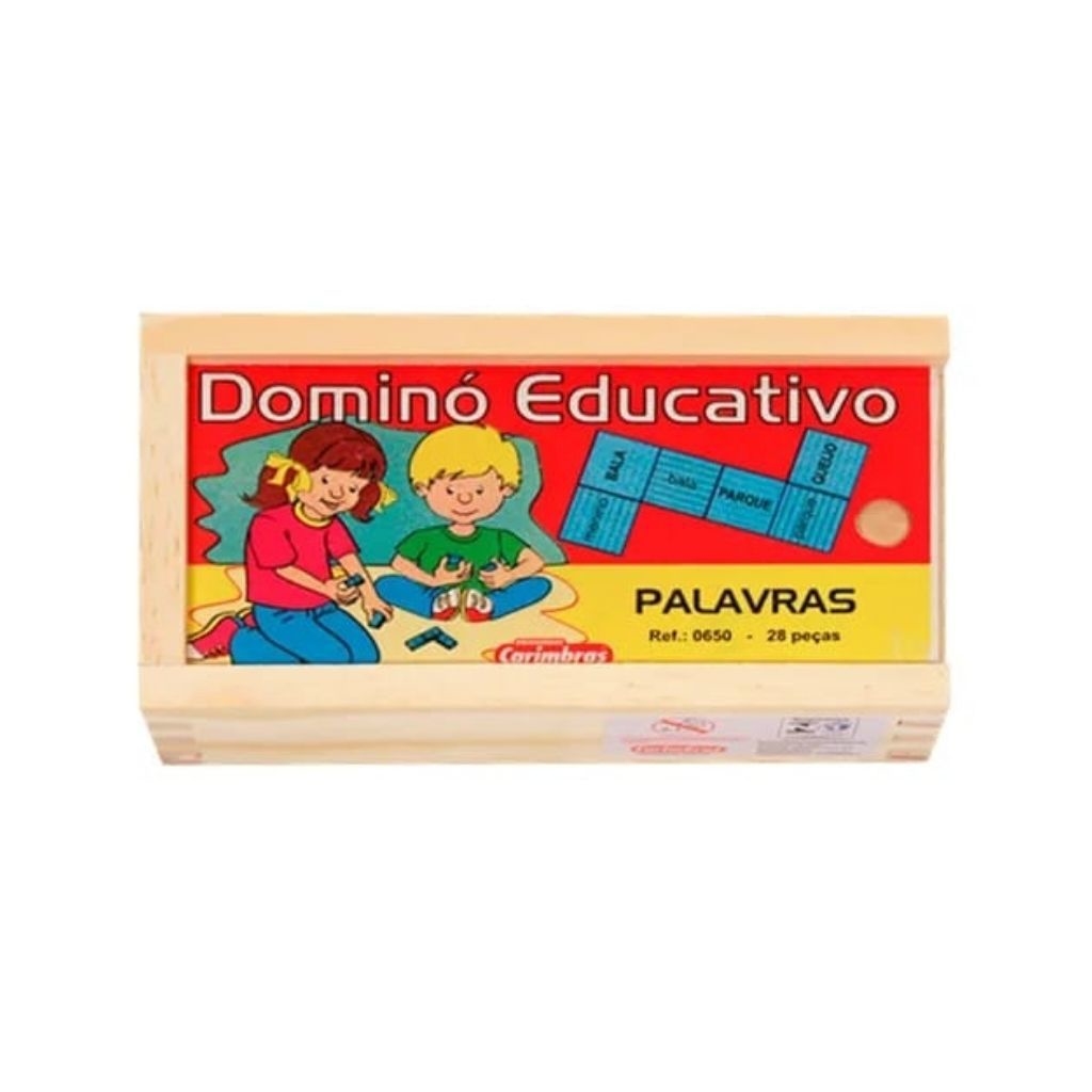 Jogo Educativo em Madeira – Dominó de Palavras 28 Peças