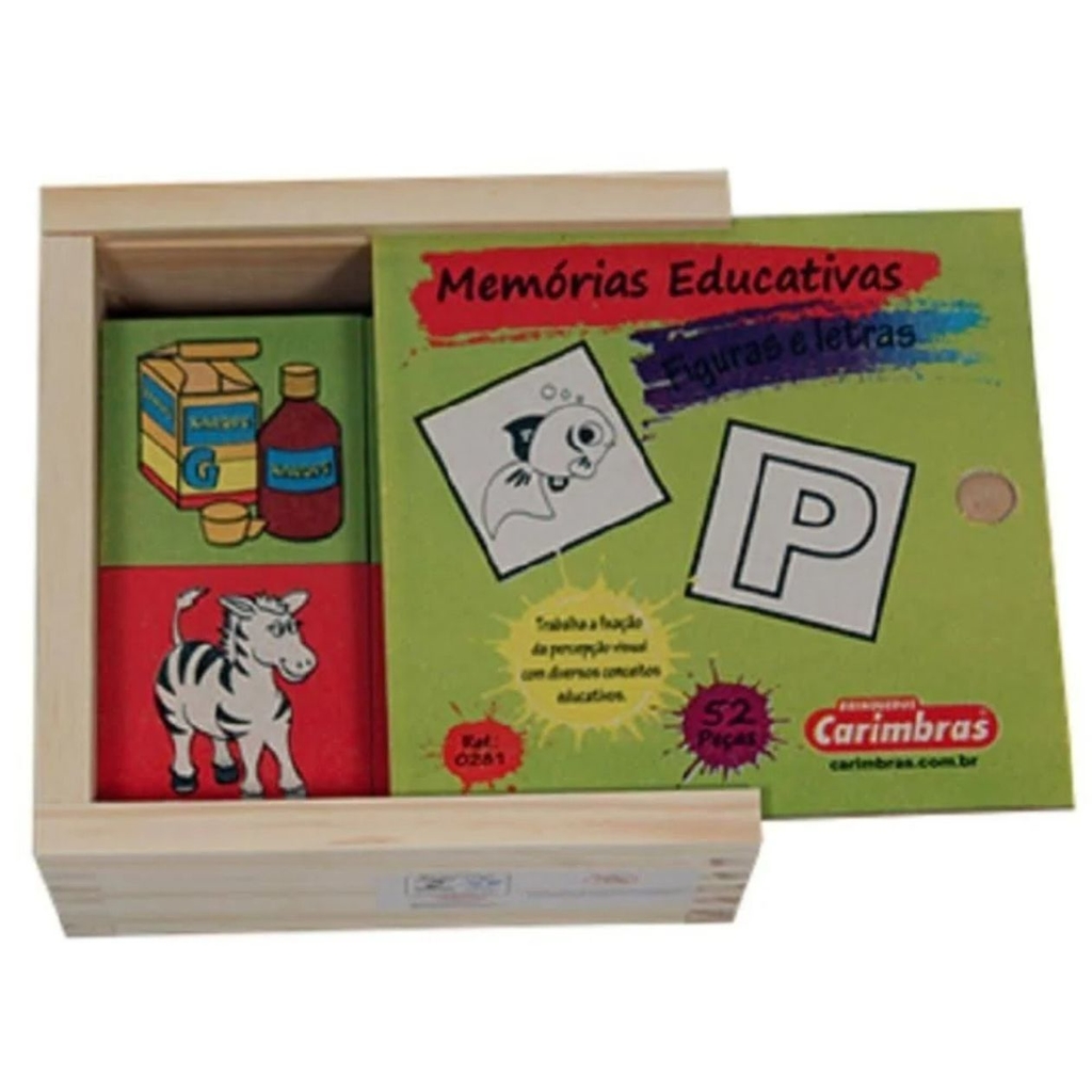Jogo da Memória educativa em Inglês em madeira - Carimbrtas - Brinquedos Pé  de Jacaré