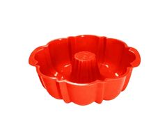 Forma Vermelha Plástico Redonda P/ Pudim Bolo E Manjar 1,8 L