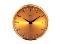 Relógio De Parede Redondo Metalizado Dourado