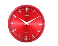 Relógio De Parede Redondo Metalizado Vermelho