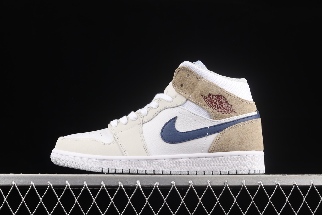 Nike Air Jordan 1 Mid 'White Khaki Blue Void'