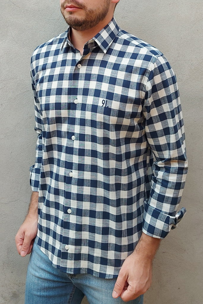 Camisa de Xadrez Slim Fit, Vermelhor Escuro