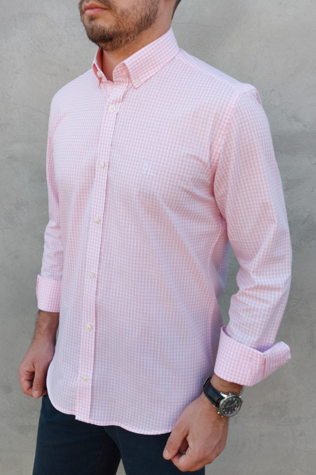 camisa slim fit rosa