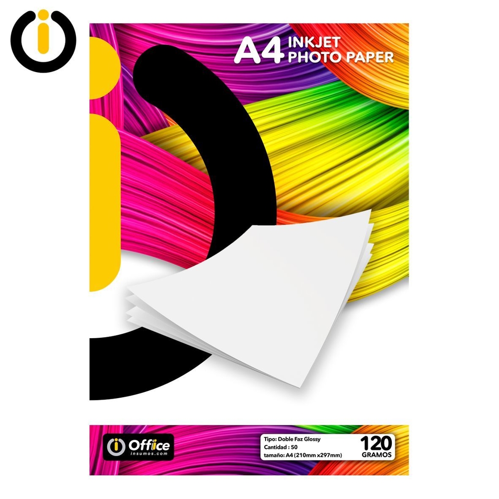 Papel Fotografico Doble Faz A4 Glossy 120gr X 50 Hojas Office 4277