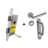 MANIJON Y MEDIA MANIJA BRONZEN BRZ-1070-U + CERRADURA PERNO RECTANGULAR TRABEX 1025