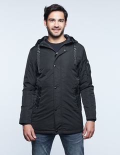 Parka con capucha y detalle engomado en bolsillos - comprar online