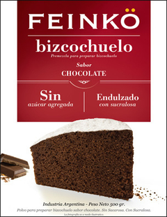 Bizcochuelo de chocolate sin azúcar Feinko x 500 gr