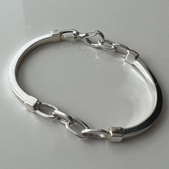 Bracelete Exclusivo Barras e Corrente de Prata