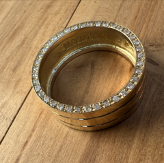 Imagem do Aliança de Ouro Com Diamantes em 2 Linhas