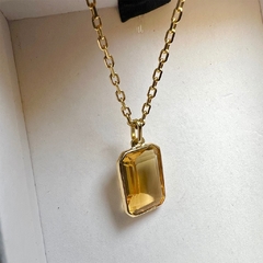 Citrino Frame Ponto de Luz Redondo em Ouro