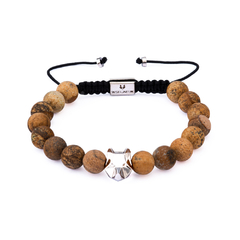 Bracelete Jasper com Cabeça de Lobo Prata - buy online