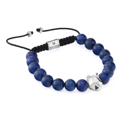Bracelete Lapis Lazuli Cabeça de Lobo Prata
