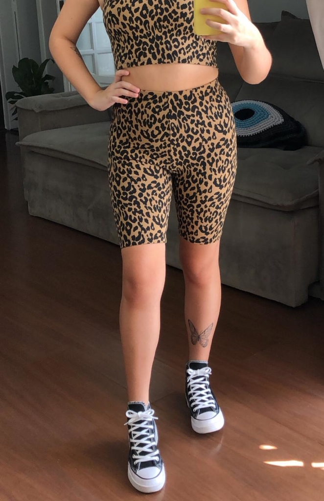 Shorts biker onça Clearance