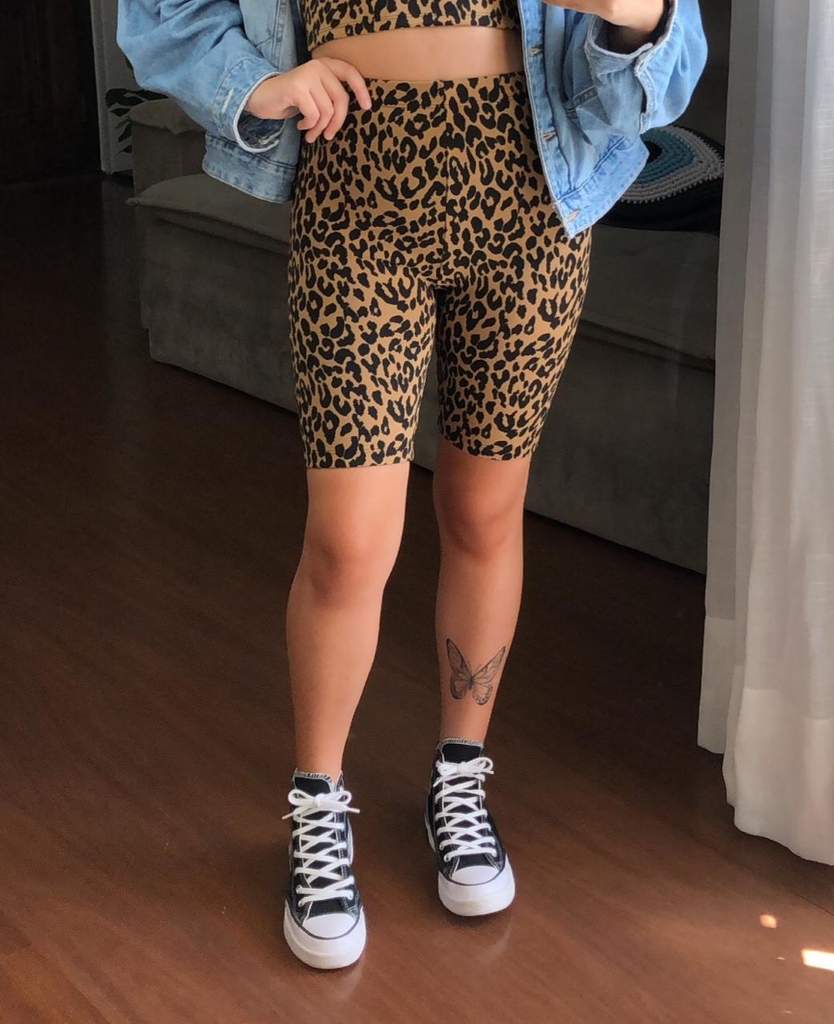 Shorts biker onça Clearance