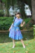 Vestido Amarração Midi Tsuru Azul